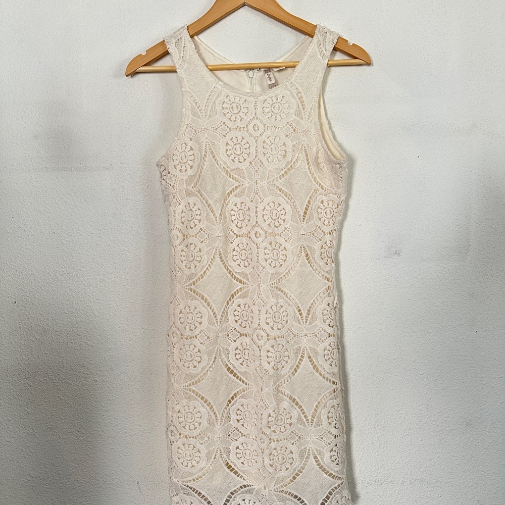 Romantic boho crochet sleeveless dress XS